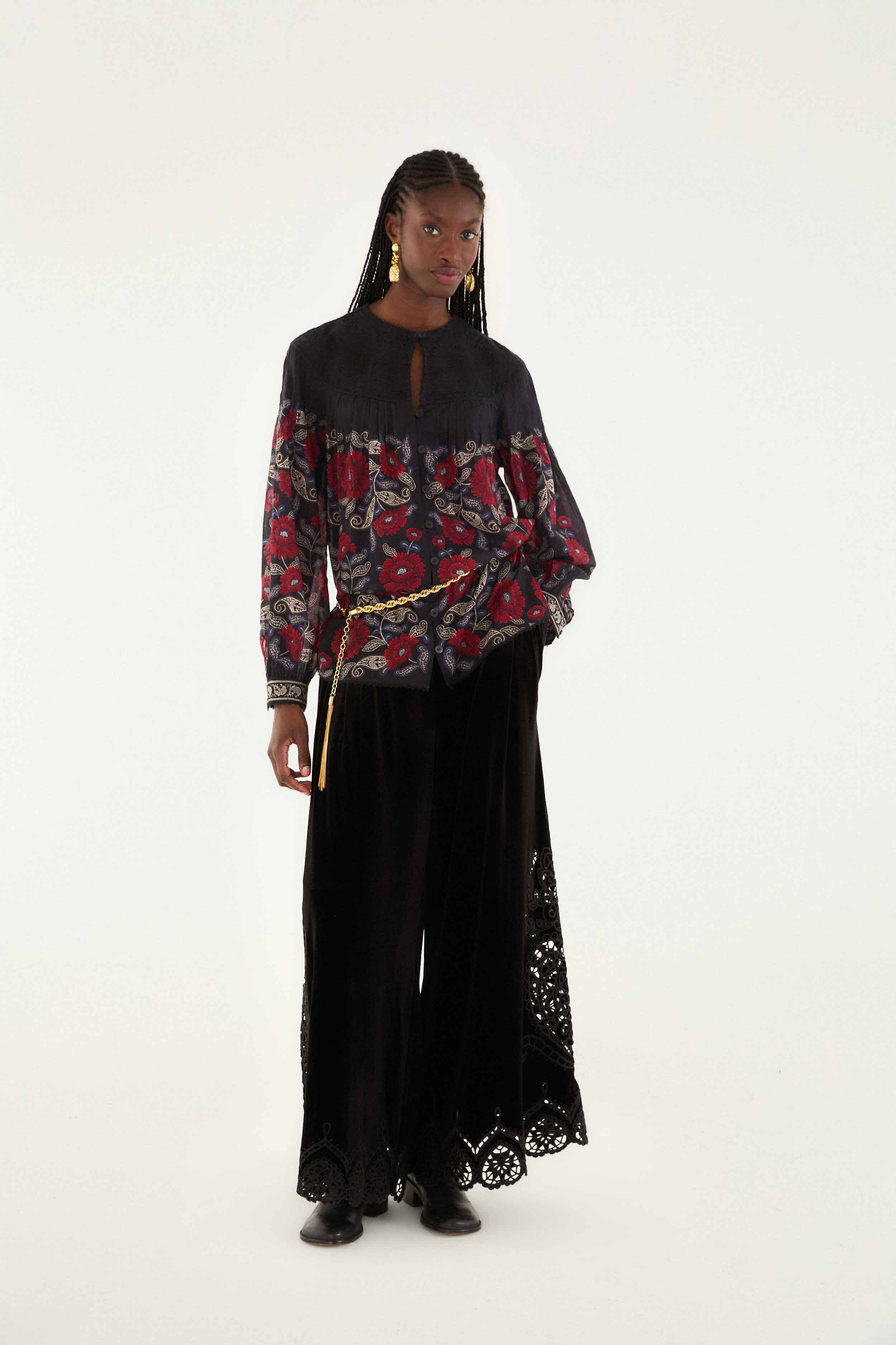 Black Valentina Long Sleeve Blouse - Image 3