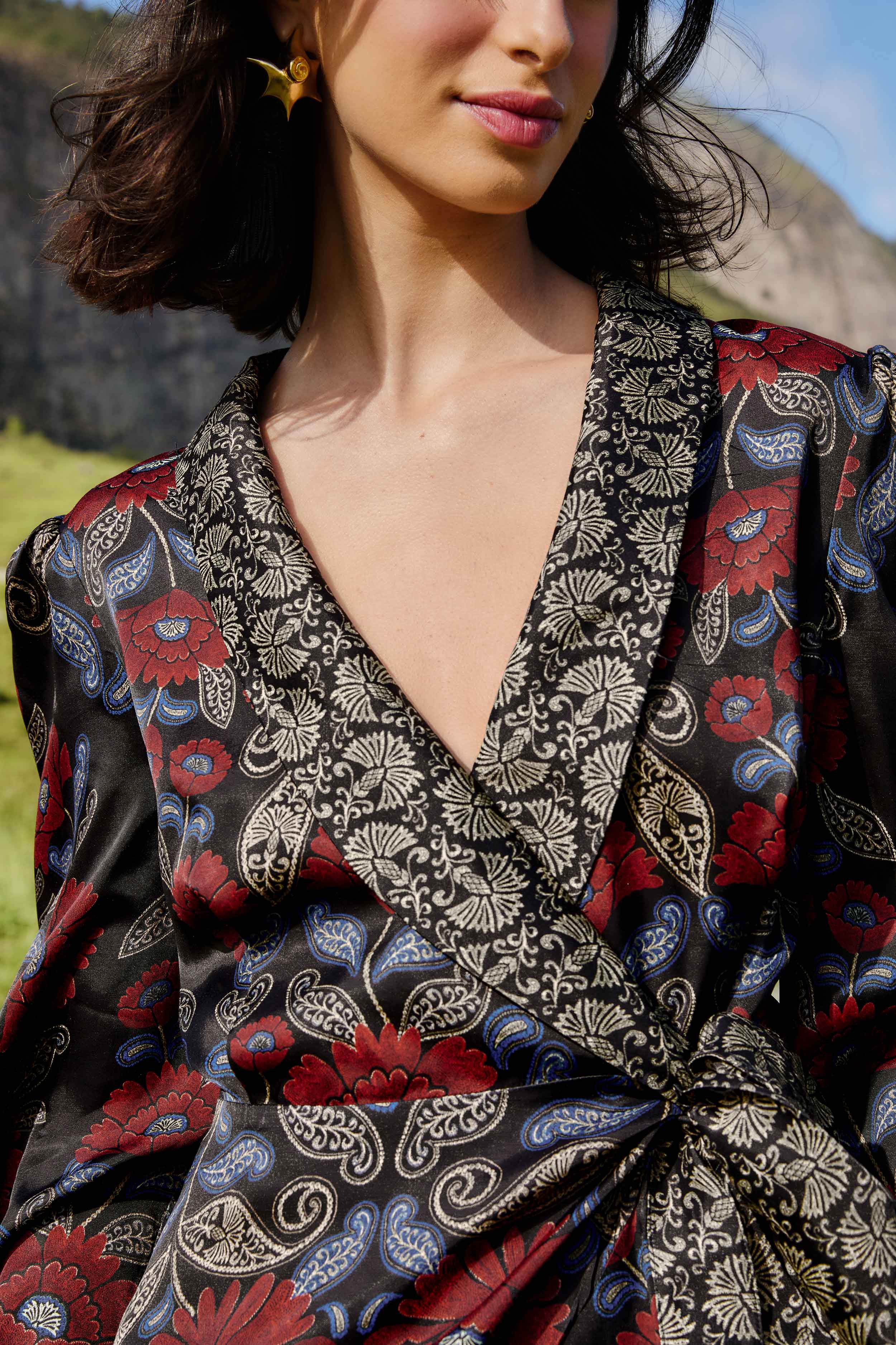 Black Valentina Wrap Lenzing™ Ecovero™ Viscose Mini Dress - Image 3