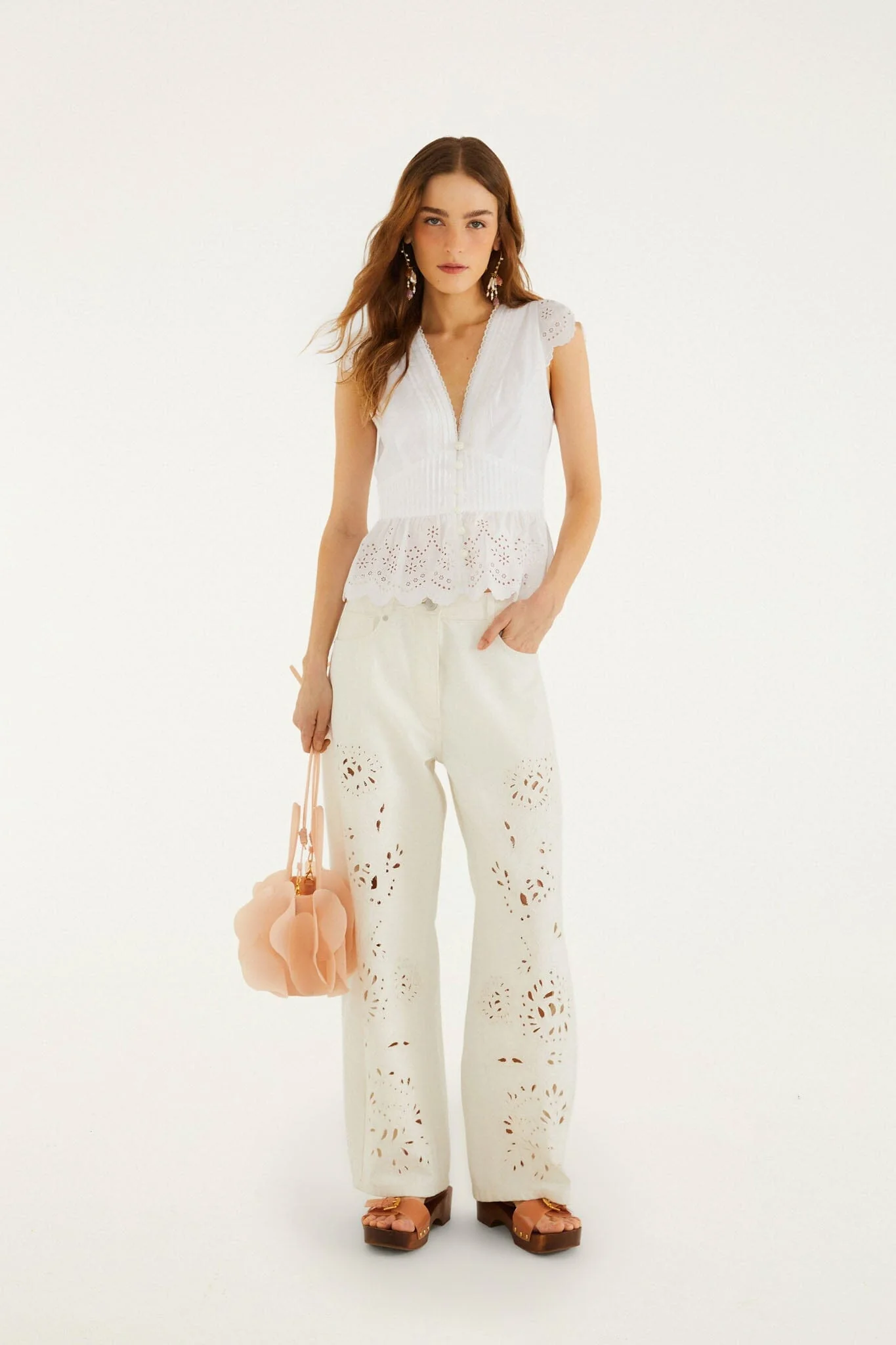 Off-White Embroidered Lace Blouse - Image 2