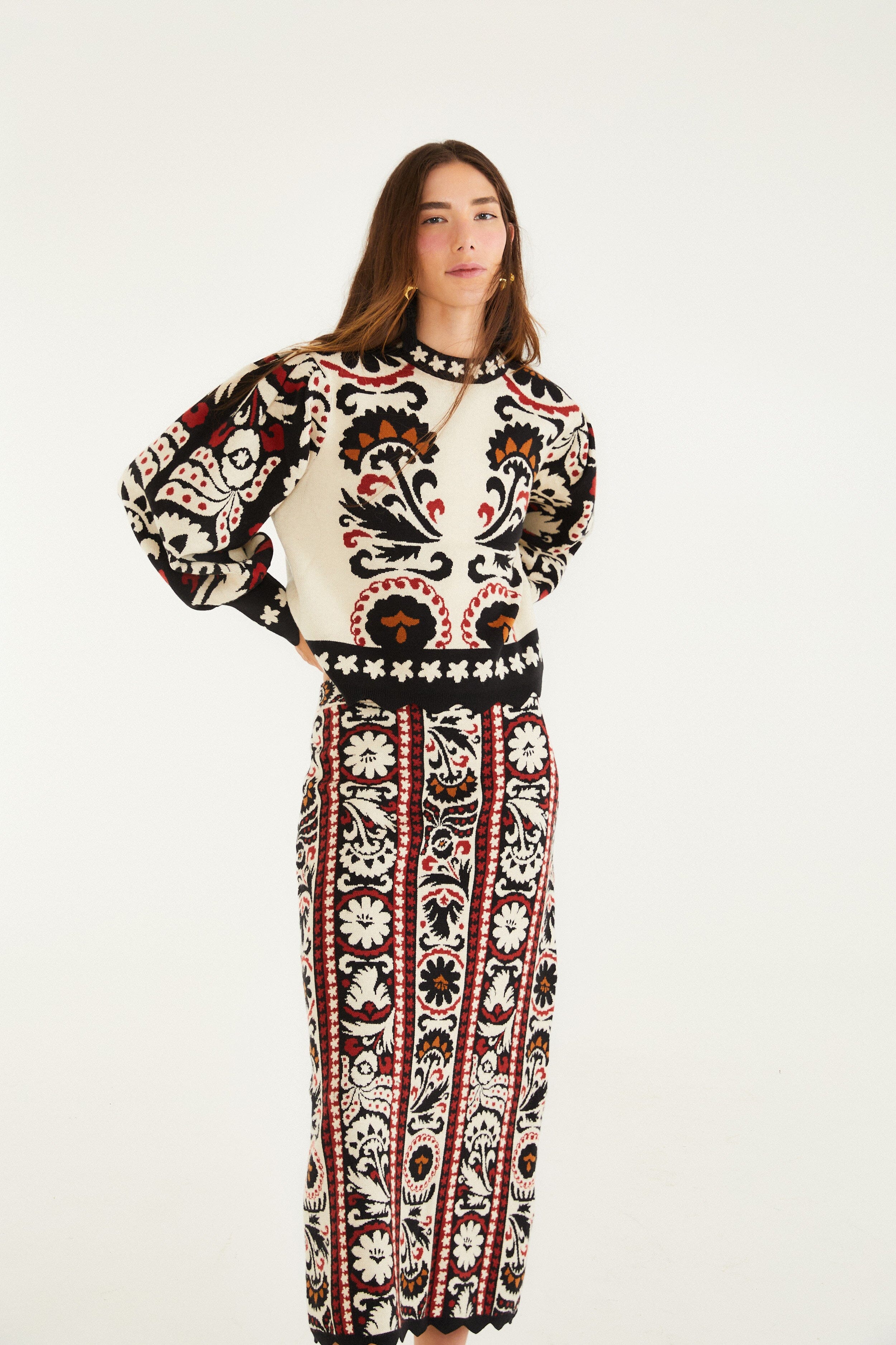 Stripes Winter Tapestry Knit Skirt - Image 3