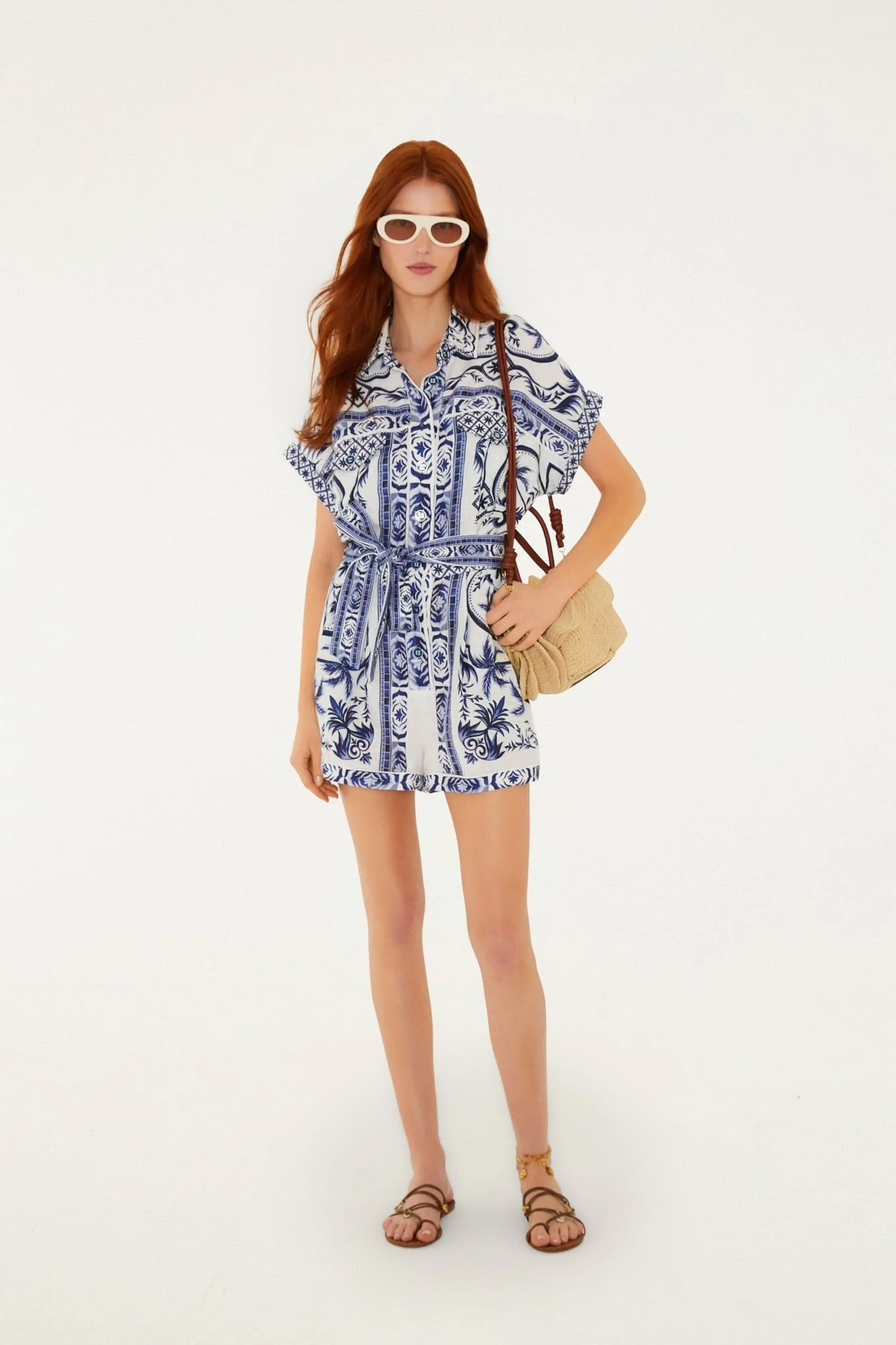 Off-White Wonderful City Belted Euroflax Premium Linen Romper - Image 3